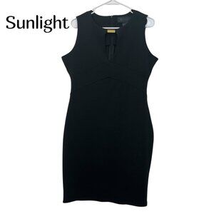 Kardashian Kollection Women Black Sleeveless Knee Dress Size L Keyhole Neckline